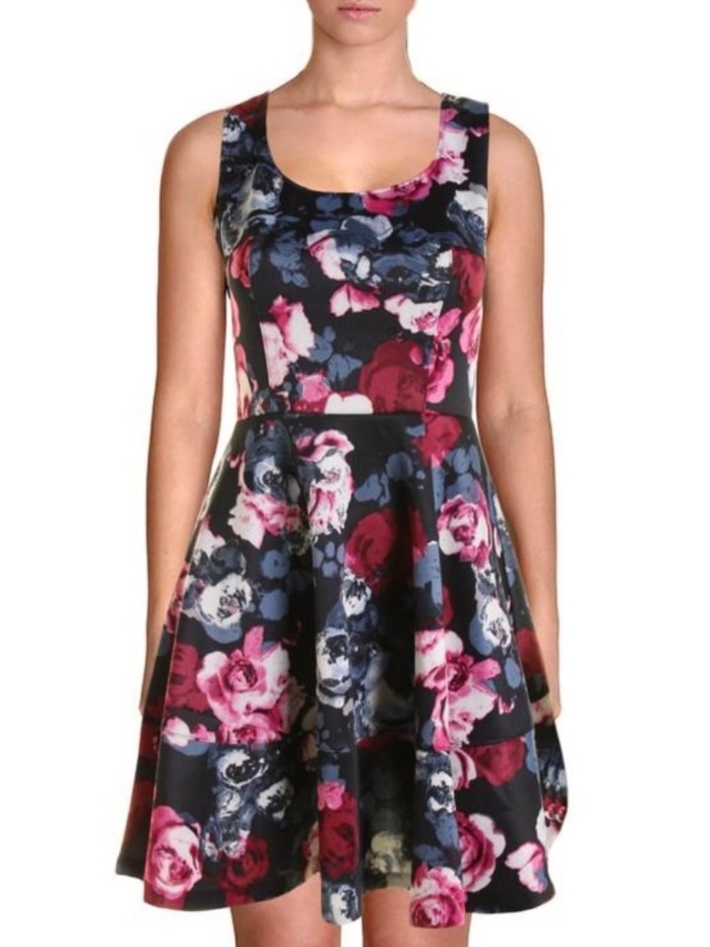 $168 Aqua Floral Midi Midnight Floral Dress Size S Made In USA Women’s